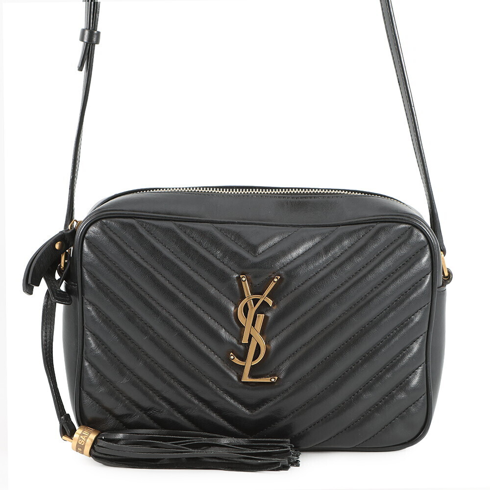 Saint Laurent Paris Shoulder Bag Lou Camera Leather Black Tassel